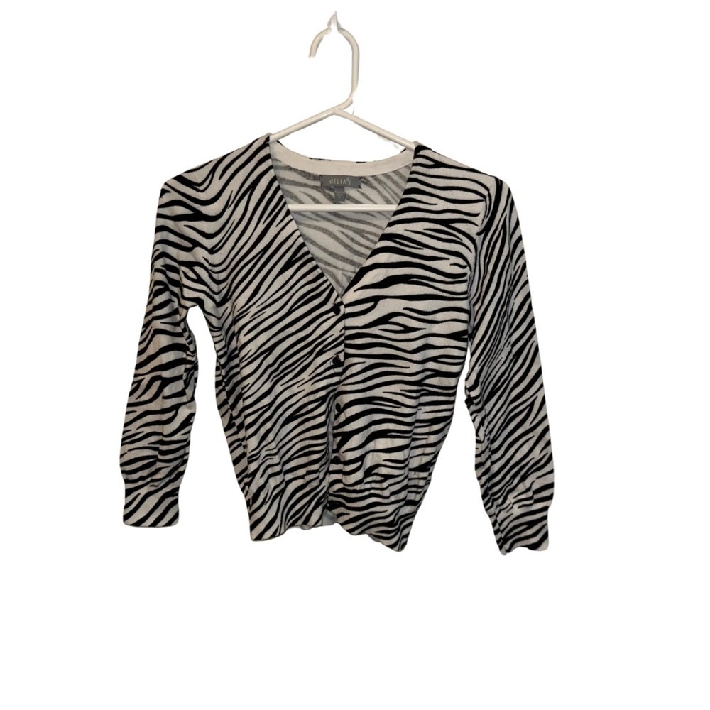 dELiA*s Zebra Print Cardigan - Black and White